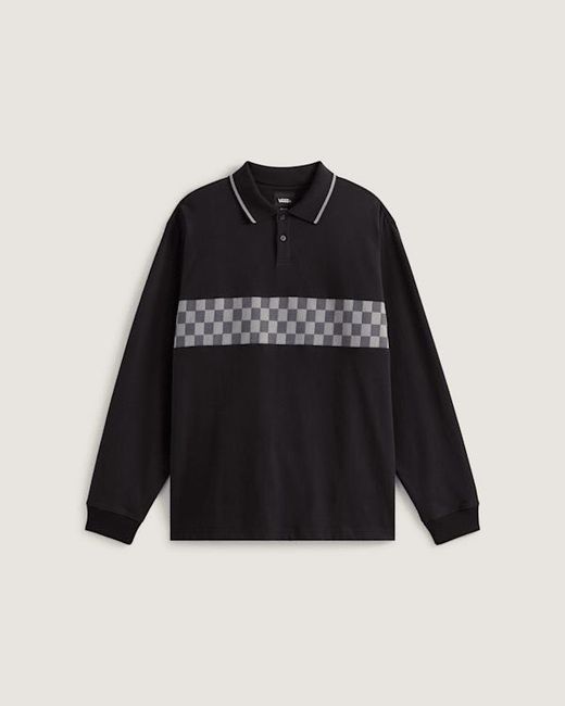 Vans Black Medford Checkerboard Long Sleeve Polo for men