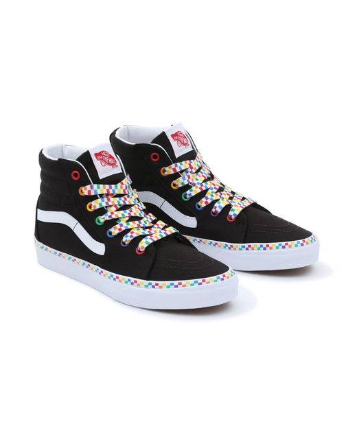 Vans Youth Rainbow Checkerboard Sk8-hi Shoes in Black | Lyst UK