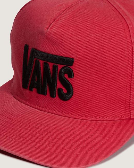 Vans Red Stretch Logo Snapback Hat for men
