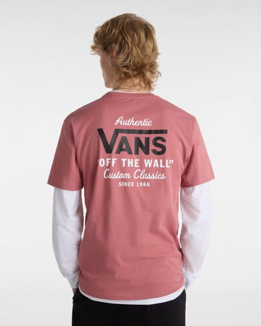 Vans Holder St Classic T-shirt in Pink für Herren