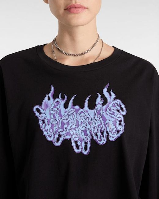Vans Black Hot Links Relaxed Long Sleeve Crop T-Shirt