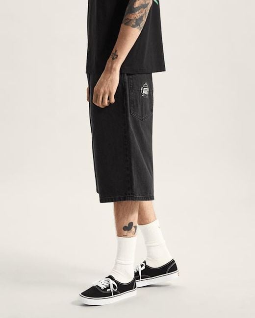 Vans Black Stretched Logo Denim Shorts for men