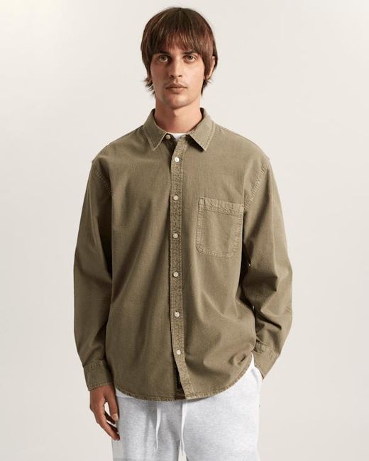 Vans Green Lawson Seersucker Pigment Long Sleeve Shirt, Size: L (8.5-12​ for men