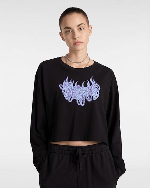 Vans Black Hot Links Relaxed Long Sleeve Crop T-Shirt