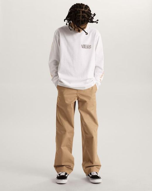 Vans Natural Kids Racing Flames Long Sleeve T-Shirt (8-14 Years)