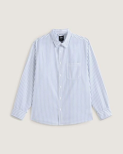 Vans Blue Premium Dobby Stripe Long Sleeve Shirt for men