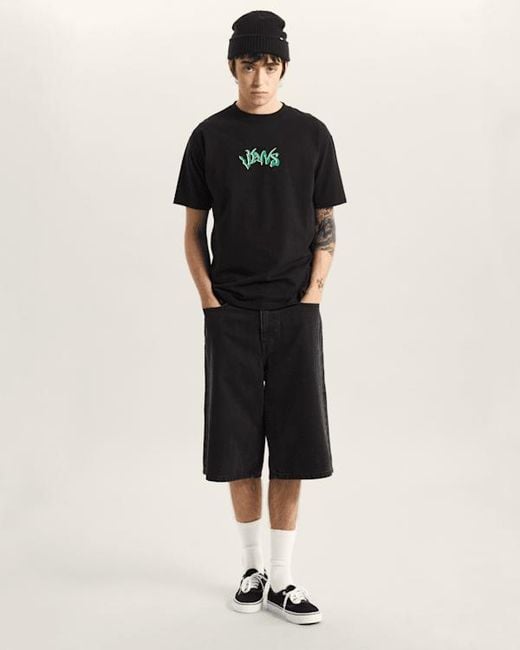 Vans Black Stretched Logo Denim Shorts for men