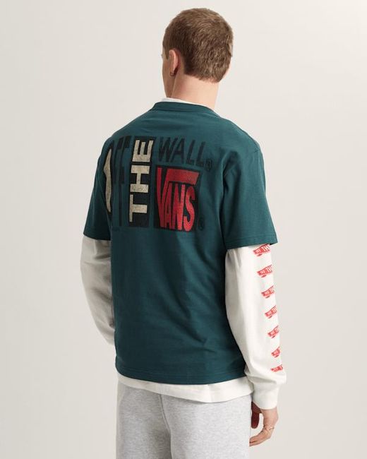 Vans Blue Stretch Stack Crackle T-Shirt for men