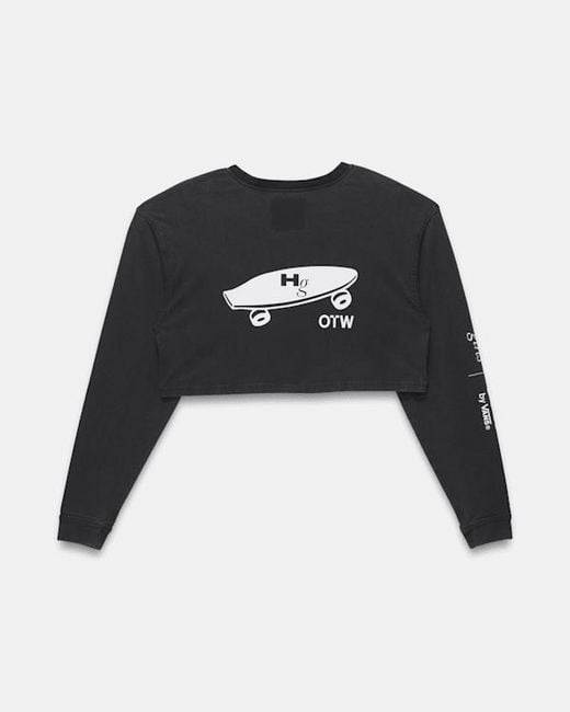 Vans Black Otw Homme Girls Ls Crop Tshirt Washed