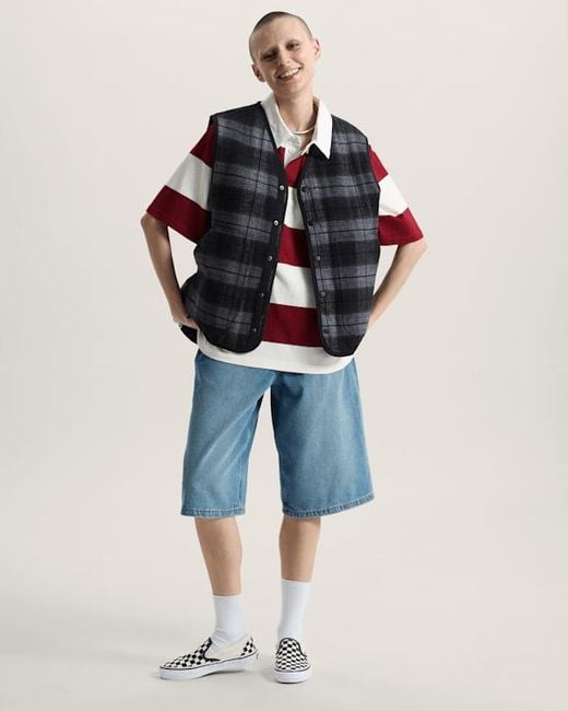 Vans Blue Cinched Check-5 Baggy Shorts
