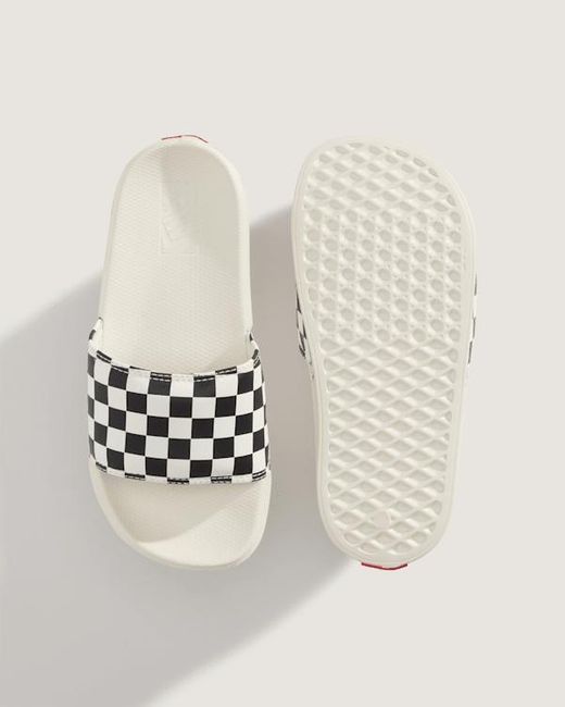 Vans White Checkerboard La Costa Slide-On, Frau, Größe