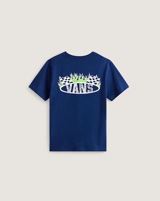 Vans Blue Kids Racing Flames T-Shirt (8-14 Years)