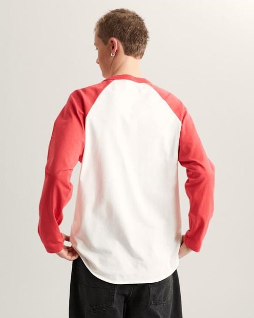 Vans Red Core Raglan Long Sleeve T-Shirt for men
