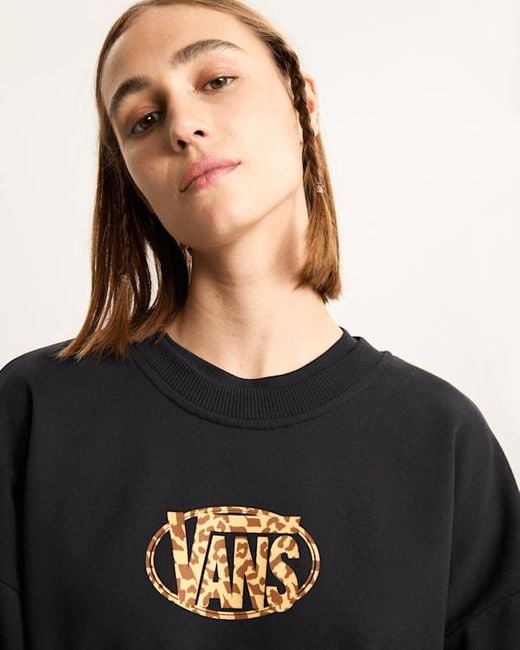 Vans Leopard Oval Sweater Met Ronde Hals, Vrouw, Grootte in het Black