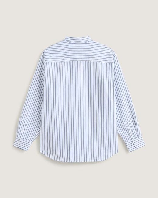 Vans Blue Premium Dobby Stripe Long Sleeve Shirt for men