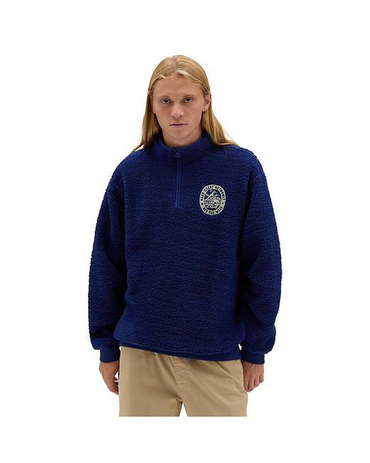 Vans Blue Happy Moon Quarter Zip Sherpa Sweatshirt for men