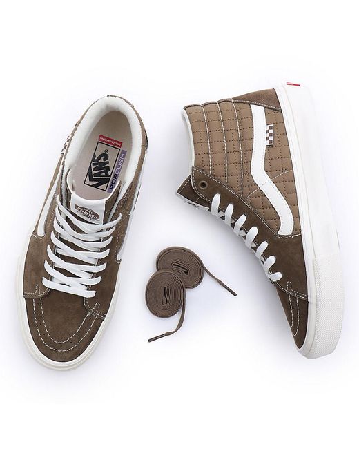 Vans Quilted Skate Sk8 hi Shoes in Grey for Men Lyst UK