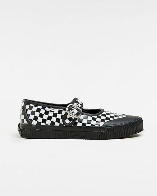 Vans Black Premium Mary Jane 93 Shoes (Lx Leather Creep Checkerboard)