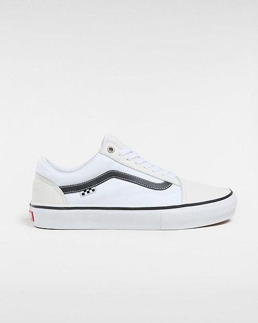 Vans White Skate Old Skool Leather Shoes (Leather/