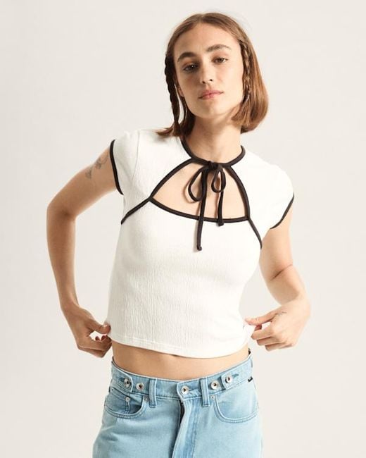 Camisa Kari Con Lazada Al Cuello, Mujer, Talla Vans de color Natural