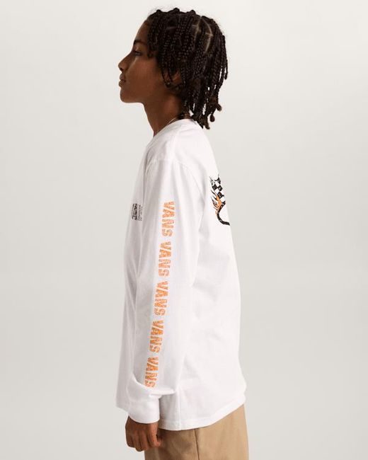 Vans Natural Kids Racing Flames Long Sleeve T-Shirt (8-14 Years)