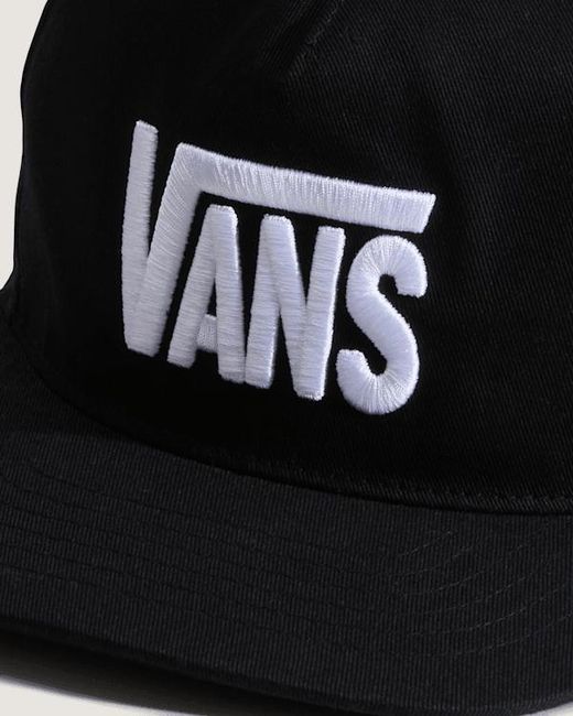Vans Black Stretch Logo Snapback Hat for men