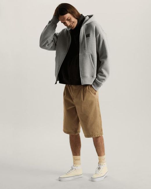 Vans Gray Stretch Logo Zip Pullover Hoodie for men