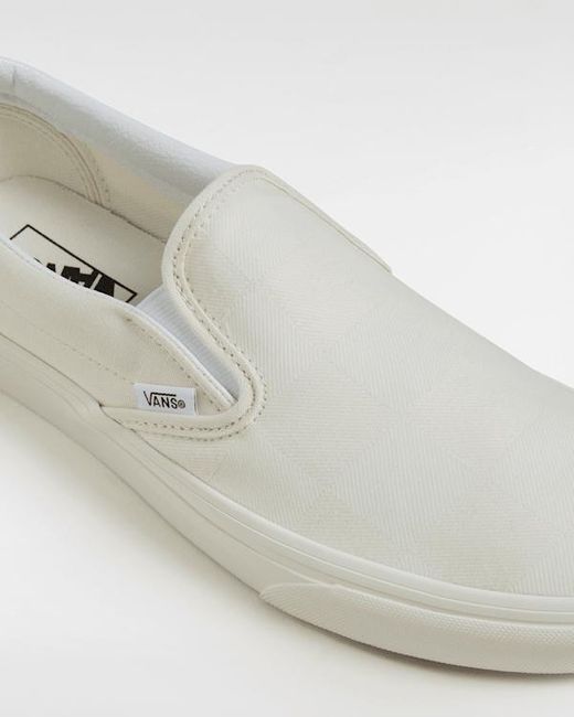 Vans White Classic Slip-On Checkerboard Shoes for men