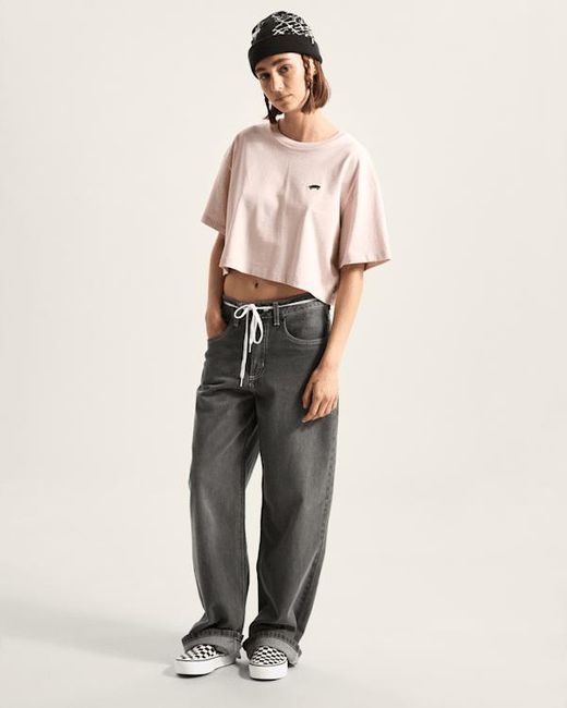 Vans Pink Salton Relax Crop T-Shirt, Damen, Größe