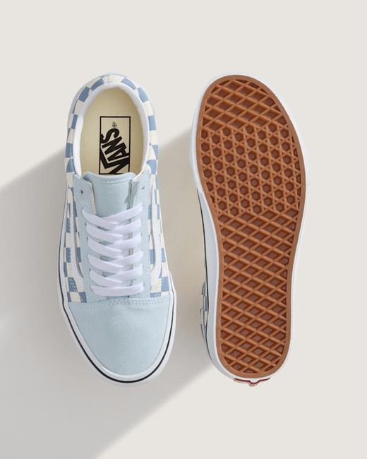 Vans Blue Old Skool Checkerboard Shoes for men