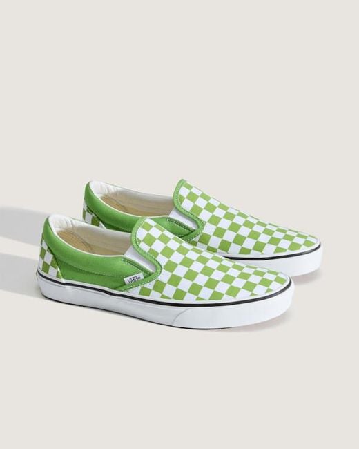 Vans Green Classic Slip-On Checkerboard Shoes for men