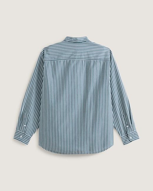 Vans Blue Premium Dobby Stripe Long Sleeve Shirt for men