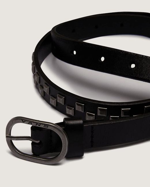 Vans Black Check Leather Belt for men