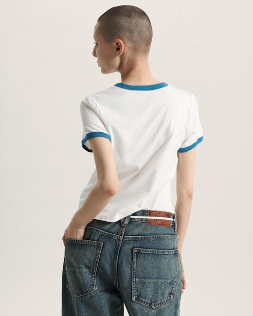 Vans White Circle V Ringer T-Shirt