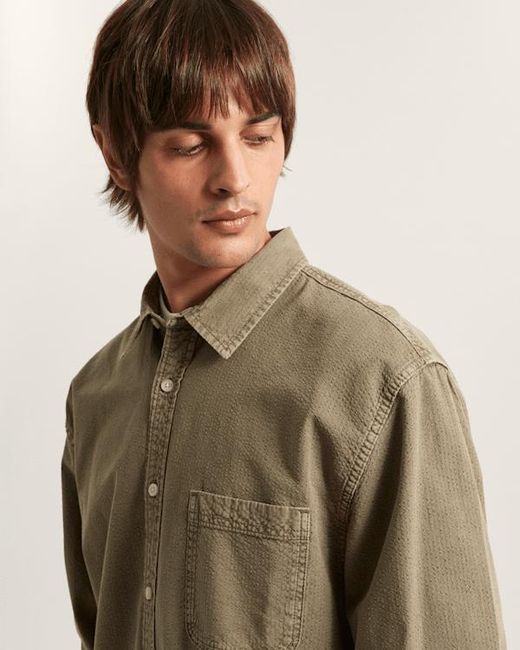 Vans Green Lawson Seersucker Pigment Long Sleeve Shirt, Size: L (8.5-12​ for men