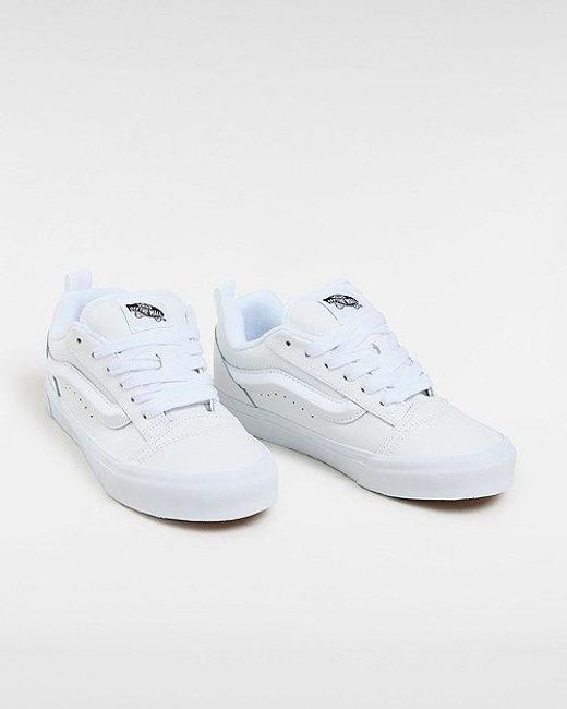 Vans White Leather Knu Skool Shoes