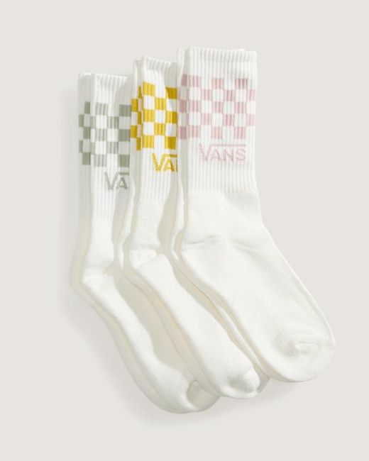 Vans White Classic Check Crew Socks (3 Pairs) Size: L (8.5-12​ for men