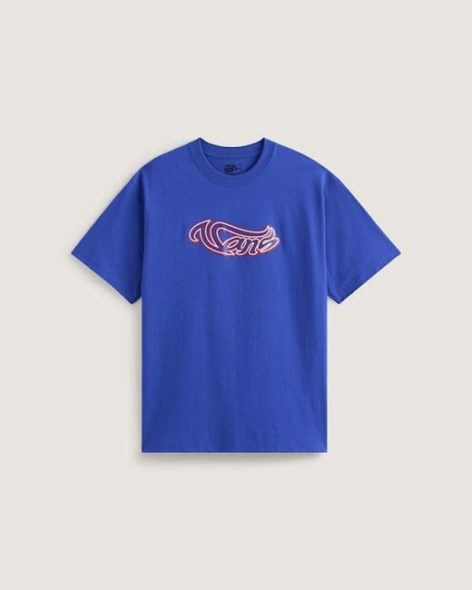 Vans Blue Wavy Script T-Shirt for men