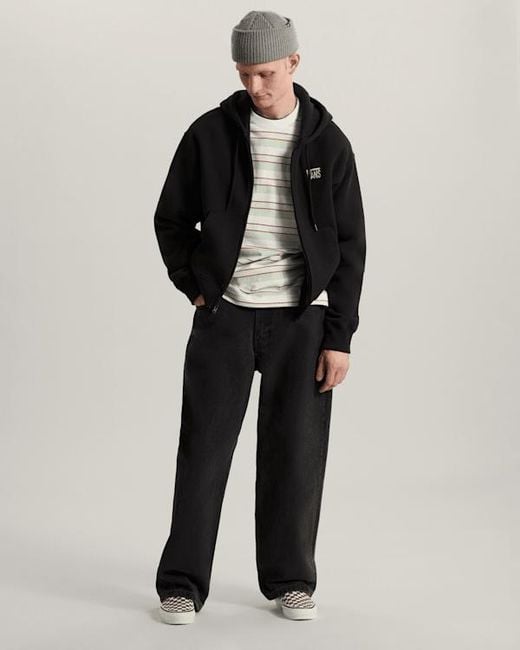 Vans Blue Stretch Logo Zip Pullover Hoodie for men
