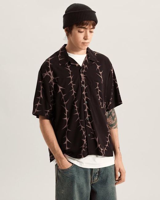 Vans Black Van Doren Printed Camp T-Shirt for men