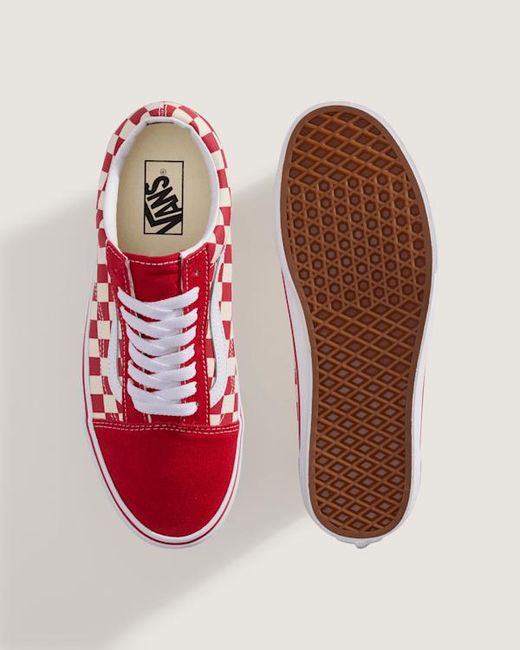 Vans Red Old Skool Checkerboard Shoes for men