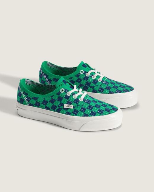 Vans Green Premium Authentic Checkerboard Shoes for men