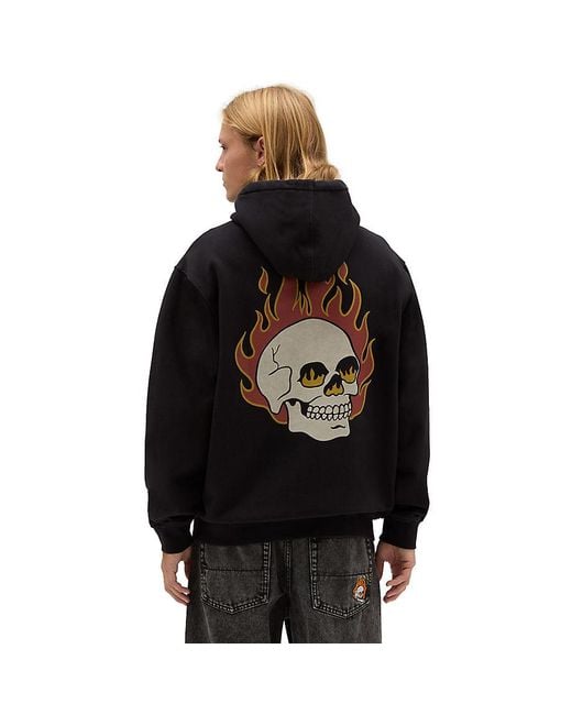 Sudadera Con Capucha Flaming Skulls Loose Vans de hombre de color Black