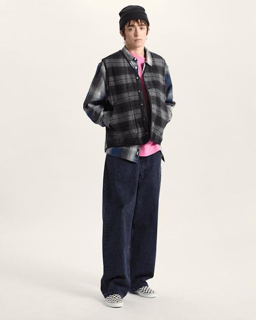 Vans Black Plaid Homecoming Vest Asphalt for men