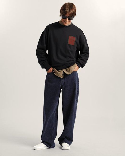 Vans Black Stretch Stack Crackle Crew Sweatshirt for men