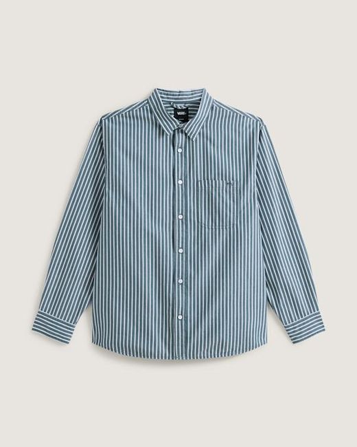 Vans Blue Premium Dobby Stripe Long Sleeve Shirt for men