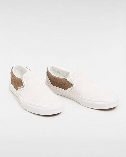 Vans White Classic Slip-on Pig Suede Shoes