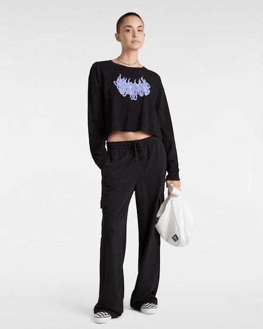 Vans Black Hot Links Relaxed Long Sleeve Crop T-Shirt