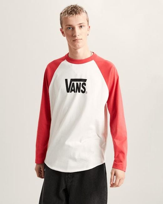 Vans Red Core Raglan Long Sleeve T-Shirt for men