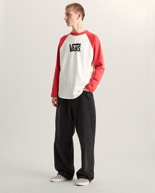 Vans Red Core Raglan Long Sleeve T-Shirt for men
